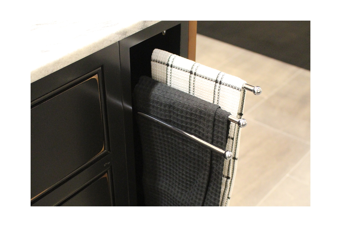 kitchen cabinet pull out towel bar