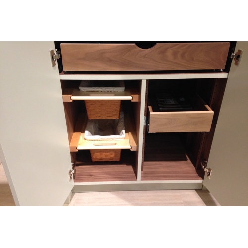 Wicker basket and pull-out drawers